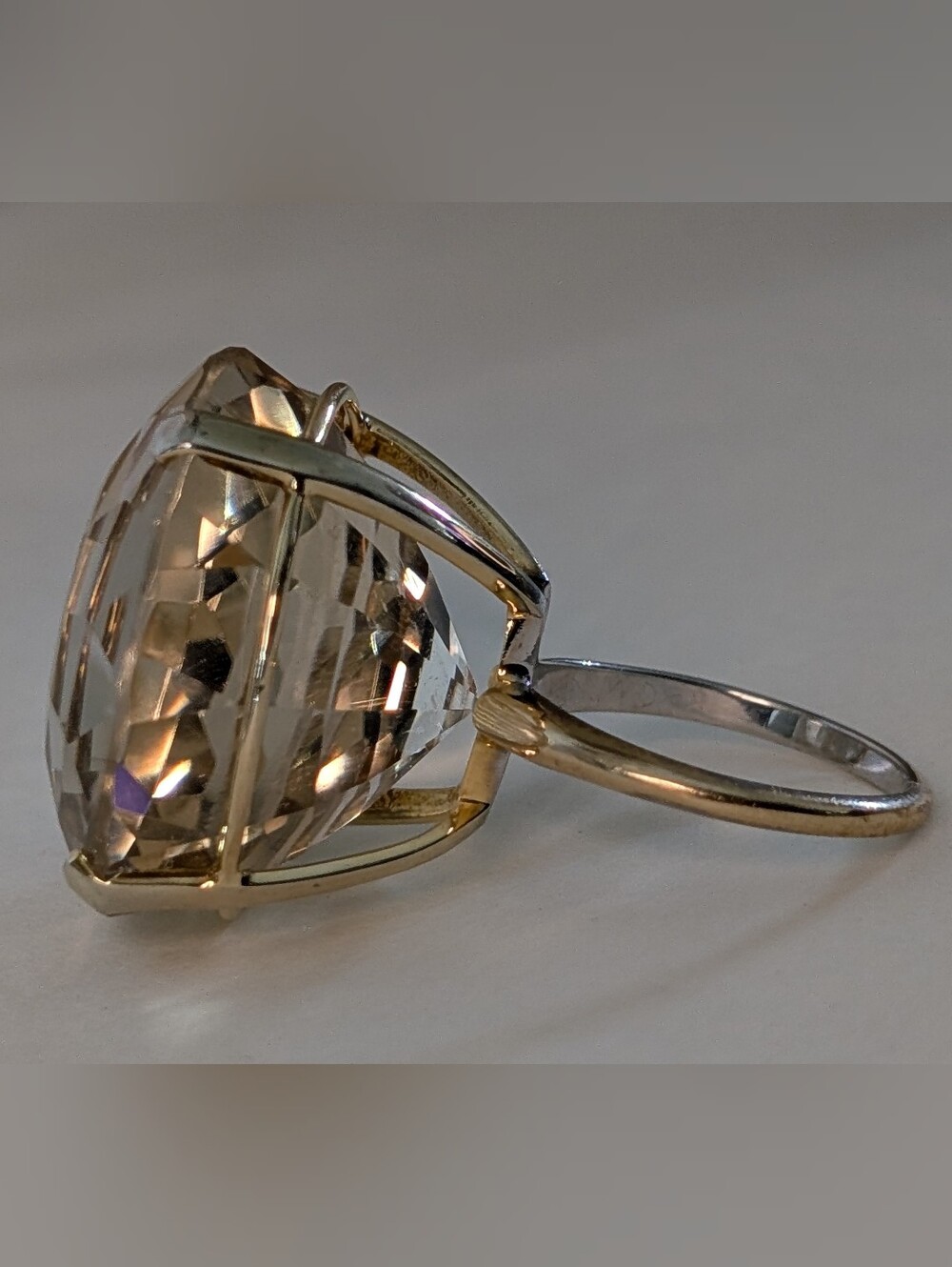 Vintage Mid-Century ~60 Carat Smoky Quartz 14K Gold Cocktail Ring (17.4g)
